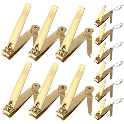 Bememo 12 Pieces Stainless Nail Clippers Set Fingernail and Toenail Clippers Nail Cutter Tool Set for Men and Women(Gold)