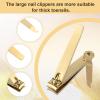 Bememo 12 Pieces Stainless Nail Clippers Set Fingernail and Toenail Clippers Nail Cutter Tool Set for Men and Women(Gold) view 3