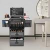 4-in-1 Rolling Makeup Case on Wheels with Drawer, Multi-functional Lockable Cosmetic Train Case Large Trolley Storage Case, Beauty Salon Cosmetic Luggage, Cosmetic Organizers for Hairstylist (Black) view 2