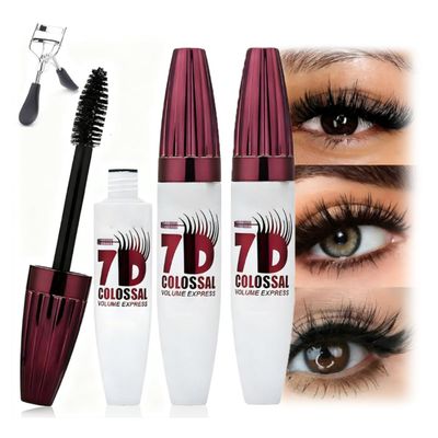7D Waterproof Volume Mascara, 7D Silk Fiber Lash Waterproof Long Lasting Mascara Black Volume and Length Natural, Long Lasting Natural Curling Lashes for Professional Eye Makeup