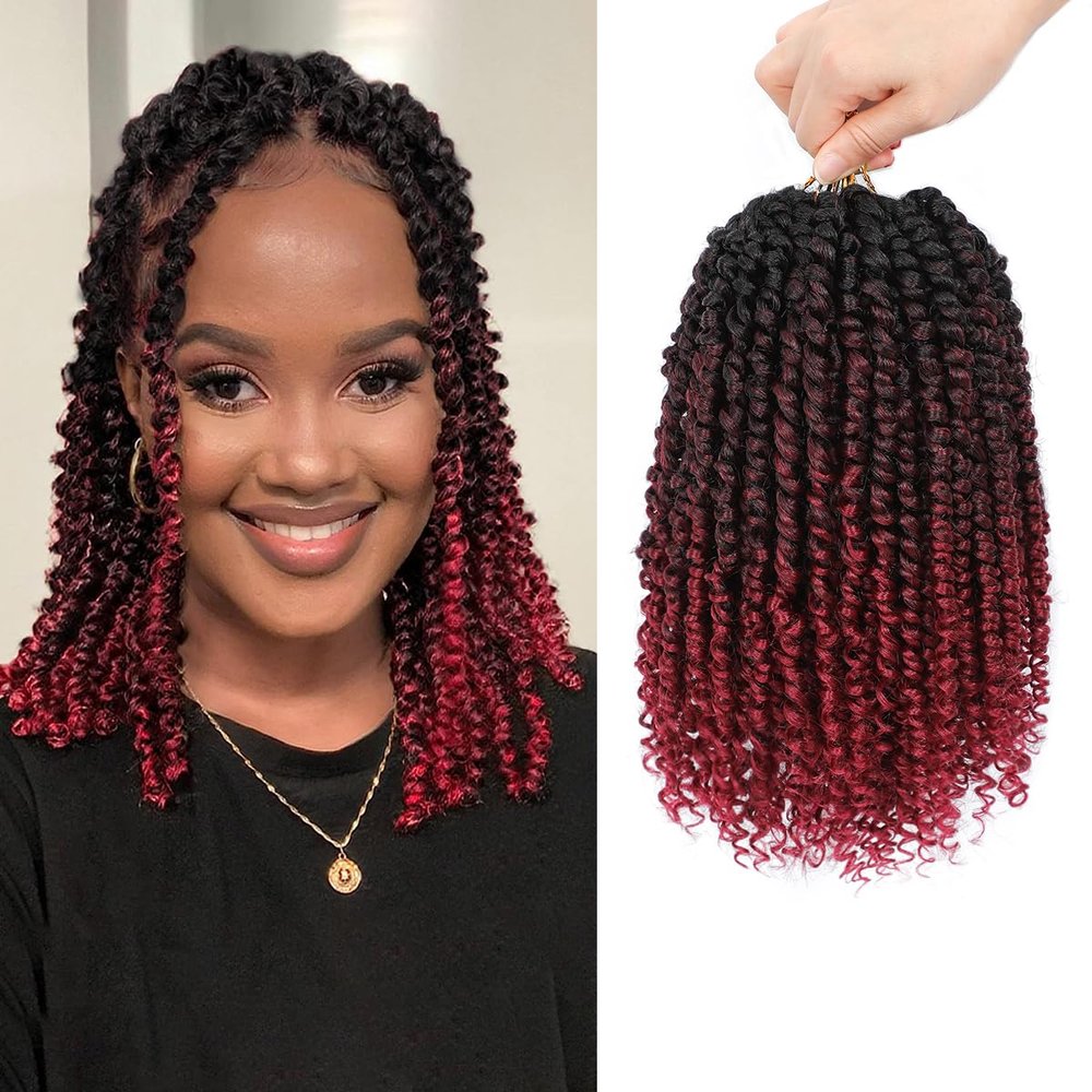 Passion Twist Hair - 8 Packs 12 Inch Pre-twisted Passion Twist Crochet Hair For Women, Pre-Looped Passion Twists Braiding Synthetic Hair Extensions 12inch, 1B/OTBUG