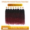 Passion Twist Hair - 8 Packs 12 Inch Pre-twisted Passion Twist Crochet Hair For Women, Pre-Looped Passion Twists Braiding Synthetic Hair Extensions 12inch, 1B/OTBUG view 2