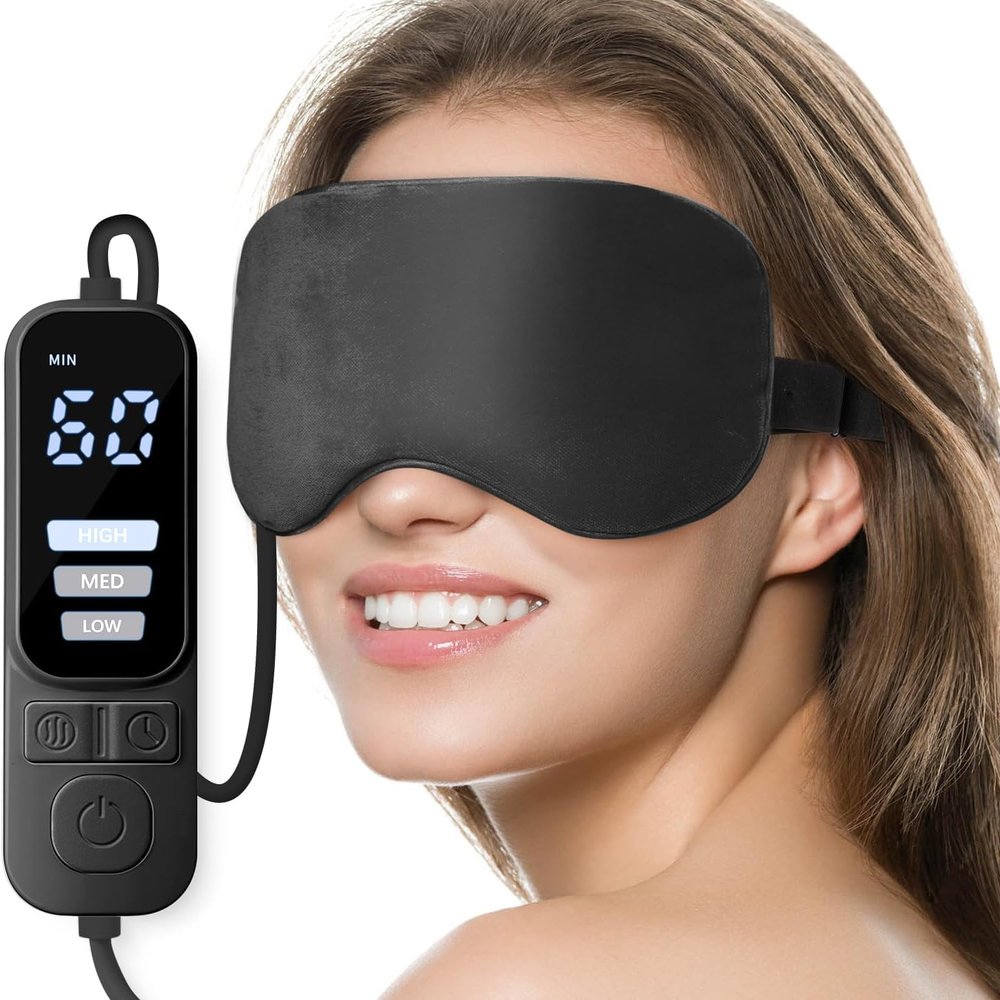 heated eye mask with timer - warm eye compress mask for dry eyes, usb electric heating pad for stye, sinus & puffiness relief