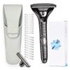 Magnetic Single Blade Razors for Men & Women,Reusable Safety Razor with 360 Rotating Track + 20 Single Edge Razor Blades + Waterproof Silicone Case - Black view 1