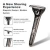 Magnetic Single Blade Razors for Men & Women,Reusable Safety Razor with 360 Rotating Track + 20 Single Edge Razor Blades + Waterproof Silicone Case - Black view 2