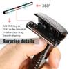 Magnetic Single Blade Razors for Men & Women,Reusable Safety Razor with 360 Rotating Track + 20 Single Edge Razor Blades + Waterproof Silicone Case - Black view 3