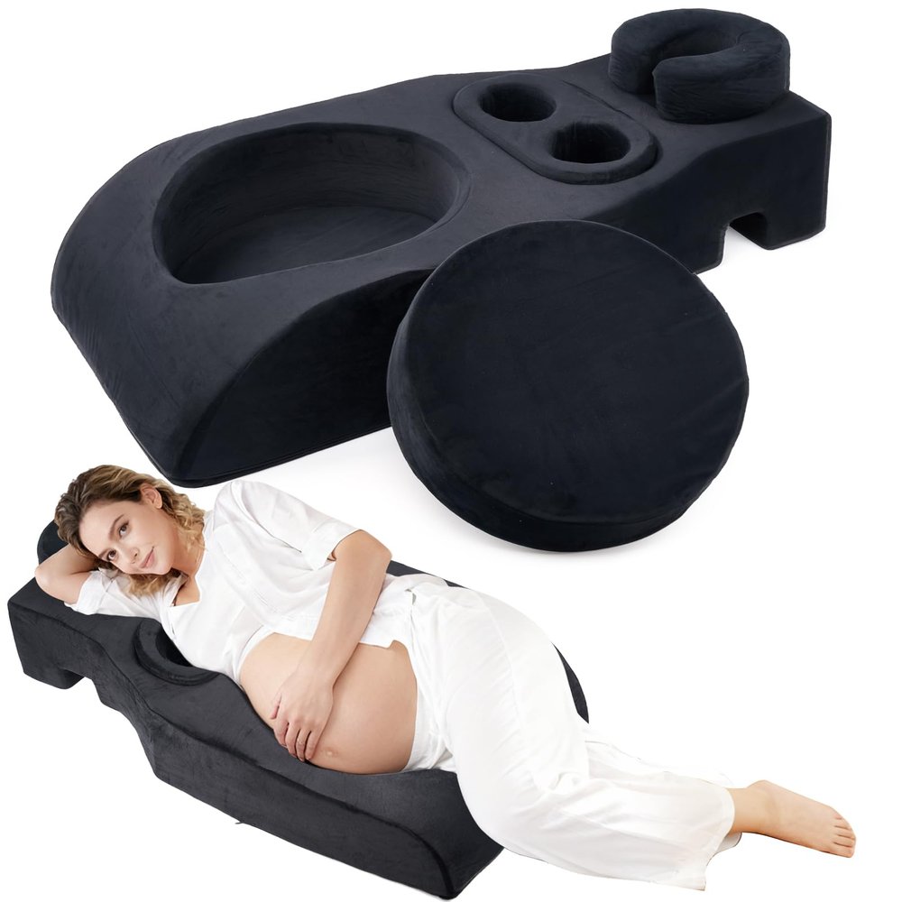 KONOVOLY Pregnancy Pillows for Sleeping Massage, Full Body Pregnancy Cushion & Headrest After Breast Surgery & Lower Back Pain (Black)