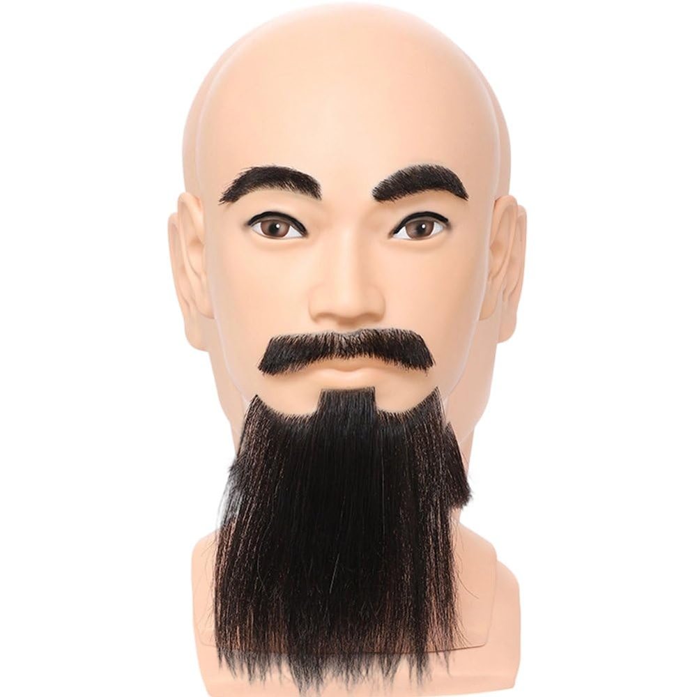 Vobumix Man Mannequin Head with Beard Haircut Practicing Head Hairdresser Training Head for Styling Braiding Trimming Hairdressing Tool