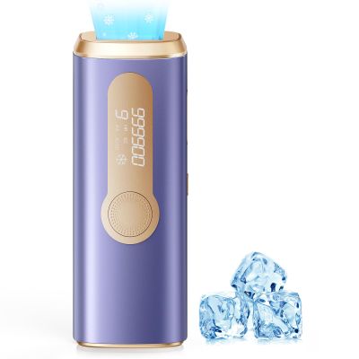 IPL Laser Hair Removal Device for Women & Men - Safe At-Home 45F Ice-Cooling Contact for Painless & Long-Lasting Results, 86% Less Hair In 3 Weeks for Full Body & Face, Purple