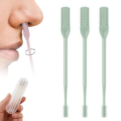 LECDOA 2-in-1 Nasal Hair Cutter, 360 Rotating Double Sided Nose Hair Removal Tool, Nose Hair Clipper with Ear Picker for Women and Men (Green, 3 PCS)