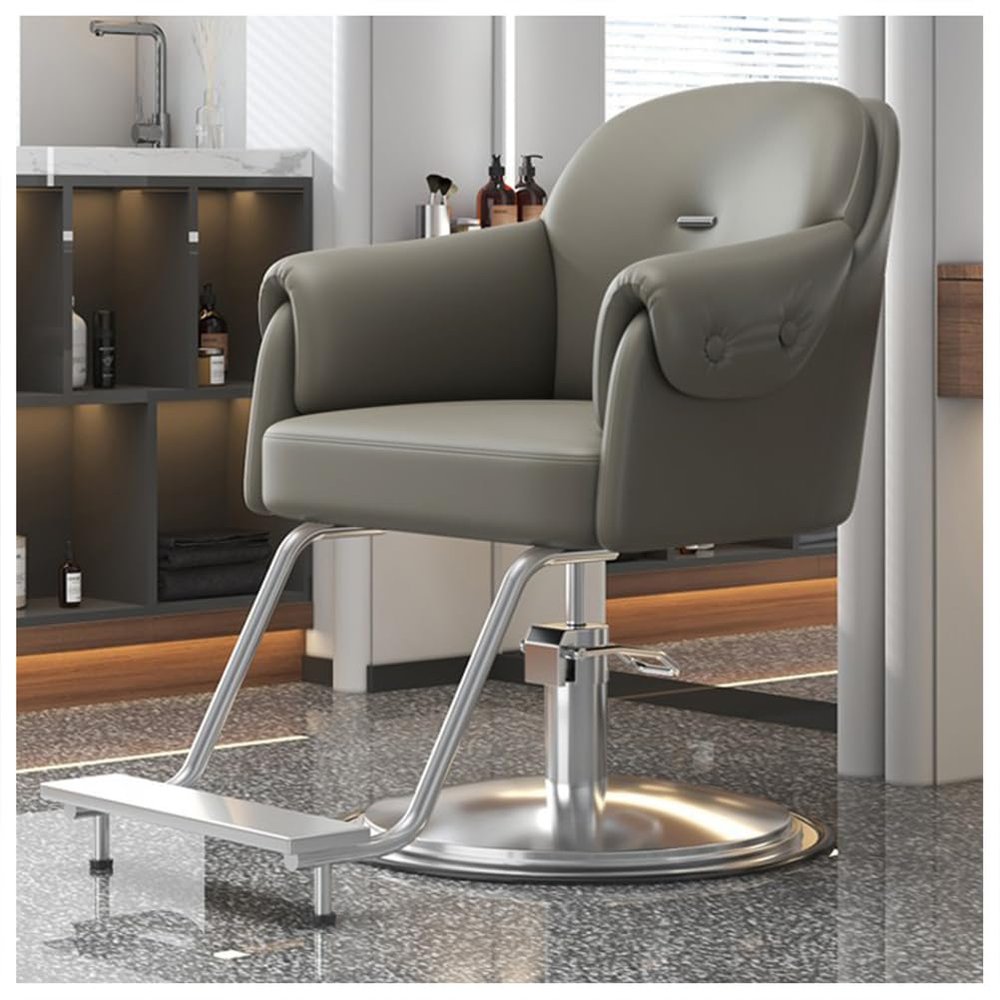 Barber Chair, Hair Salon Chair for Stylist with Hydraulic Pump, 360 Swivel Height Adjustable Barber Chair for Tattoo Shop, Hair Stylist,Grey,B