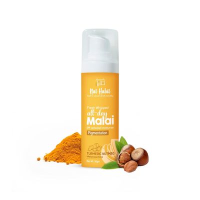 Krishva Net Hebit Turmeric Face Malai Cream for Skin Glow, Enhanced with Nutmeg for Pigmentation, 30g