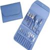 16-in-1 Professional Manicure & Pedicure Set for Men & Women  Stainless Steel Nail Care Kit with Toenail Clippers, Grooming Tools & Travel Case (Blue) view 1
