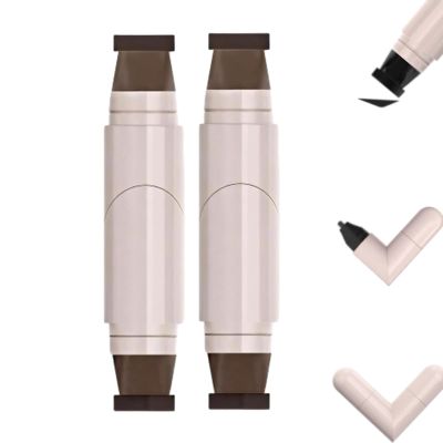 Eyeliner Stamp Pen, Foldable Eyeliner Stamp Waterproof Winged Tool Proof Gel Pen, Rotating Eyeliners tamps en, SmudgeProof & Waterpoof Eye Liner en Tool for Beginners (Brown+Brown)