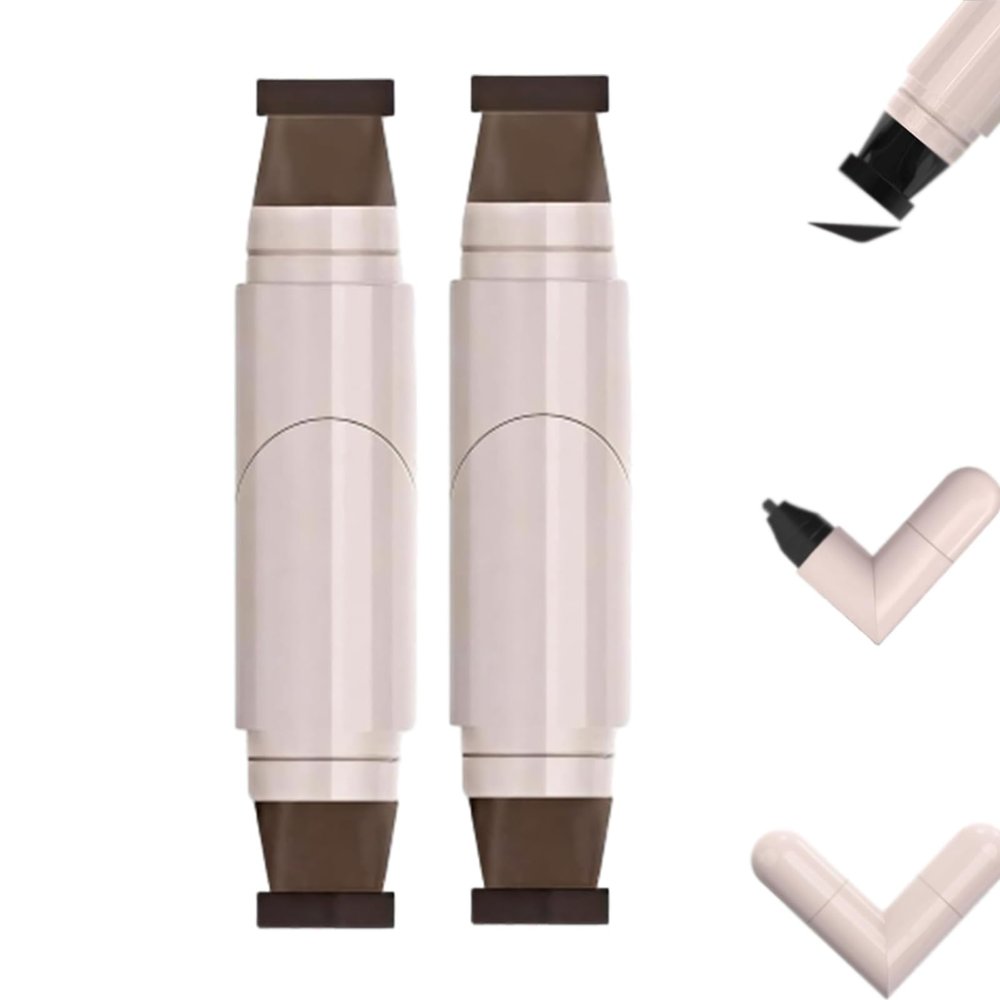 Eyeliner Stamp Pen, Foldable Eyeliner Stamp Waterproof Winged Tool Proof Gel Pen, Rotating Eyeliners tamps en, SmudgeProof & Waterpoof Eye Liner en Tool for Beginners (Brown+Brown)