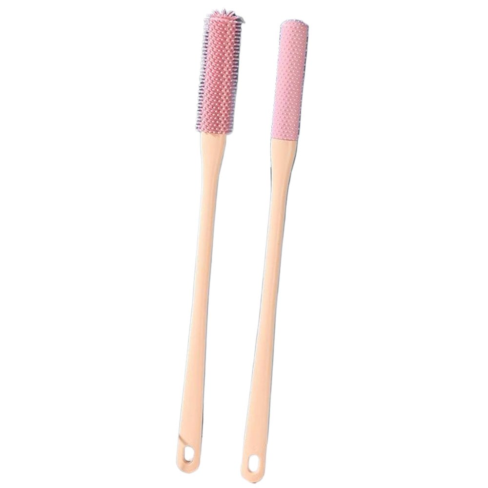 2Pcs Foot Scrub Brush Long Handled Soft Rubber Toe Scrubber Exfoliating Foot Scrubber ideal for Shower - Seniors Men Women