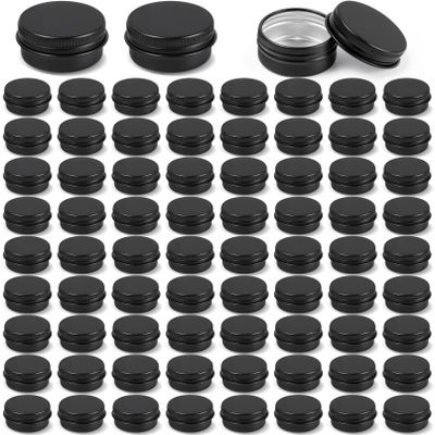 Cptoion Lip Balm Tin Containers 64 Pack 0.5 Oz Matte Black