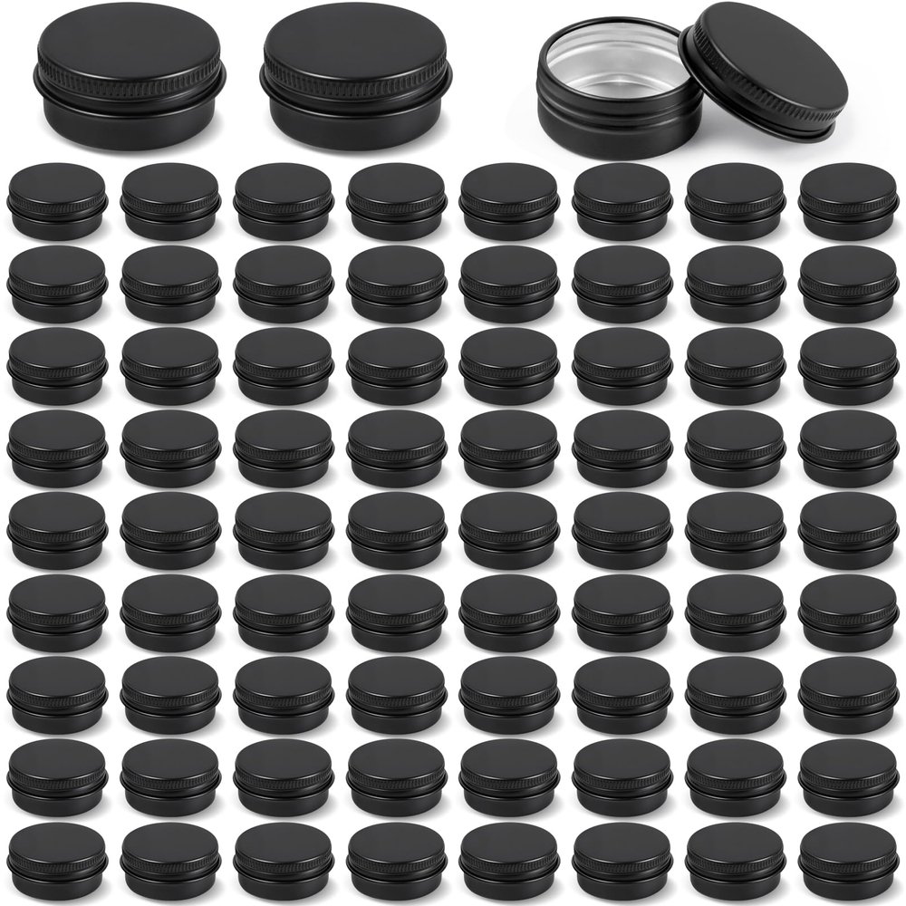 Cptoion Lip Balm Tin Containers 64 Pack 0.5 Oz Matte Black
