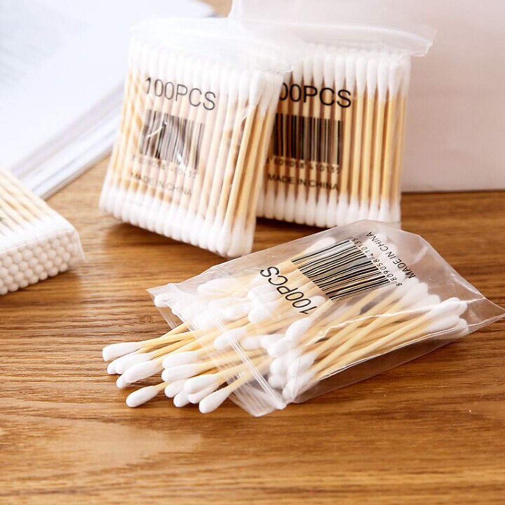 Bamboo Cotton Swabs 100 Count | Double Tipped Sticks | 100% Eco-Friendly & Natural | Perfect for Makeup & Nail Applications, Arts & Crafts, Removing Dust & Dirt (100 Count,Pack of 1)