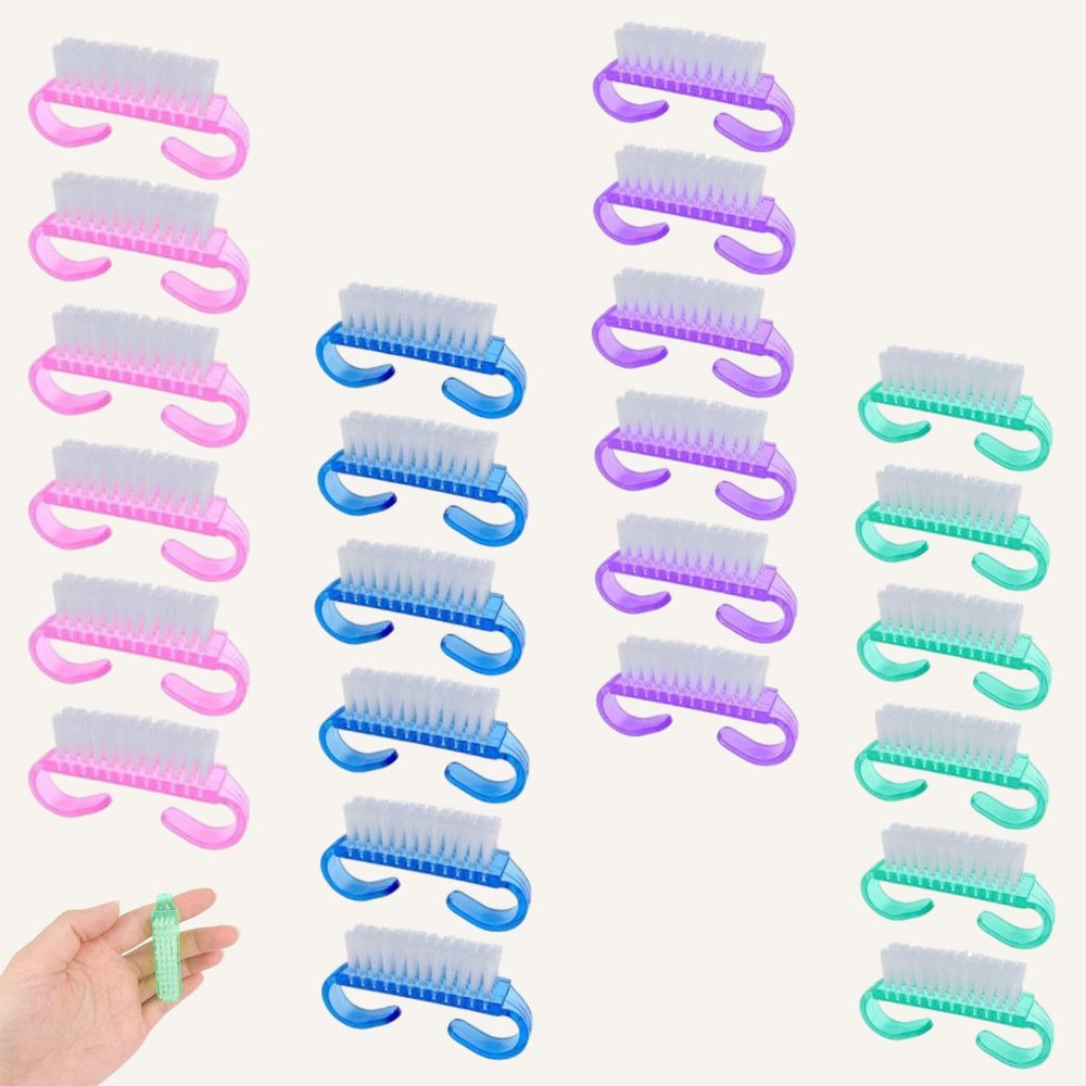 24Pcs Handle Grip Nail Brush, Fingernail Scrub Cleaning Brushes for Toes and Nails Cleaner, Pedicure Brushes Tool for Women Men Girls (Multicolor)