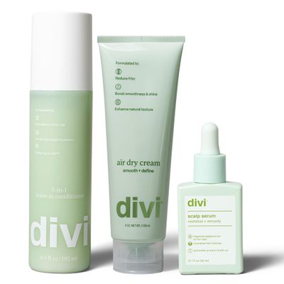Divi Air Dry Bundle Includes 30ml Scalp Serum, Air Dry Cream & Leave-In Conditioner Hydrates, Strengthens & Smooths for Frizz-Free, Healthy, Shiny Hair, 3 Piece Set