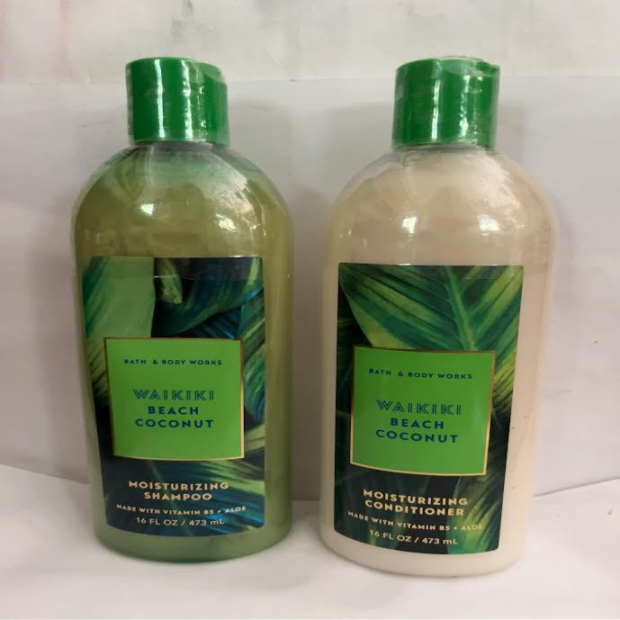 Bath and Body Waiki ki Beach Coconut Moisturizing Shampoo and Conditioner 2 Pack Set 16Fl Oz each