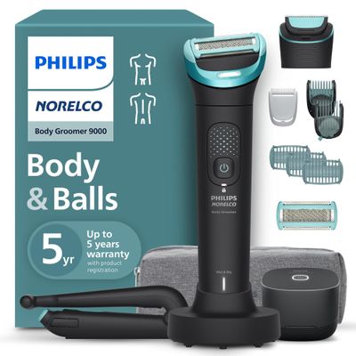 Philips Norelco Body Groomer 9000, Body & Balls, Dual Head Trimmer & Shaver