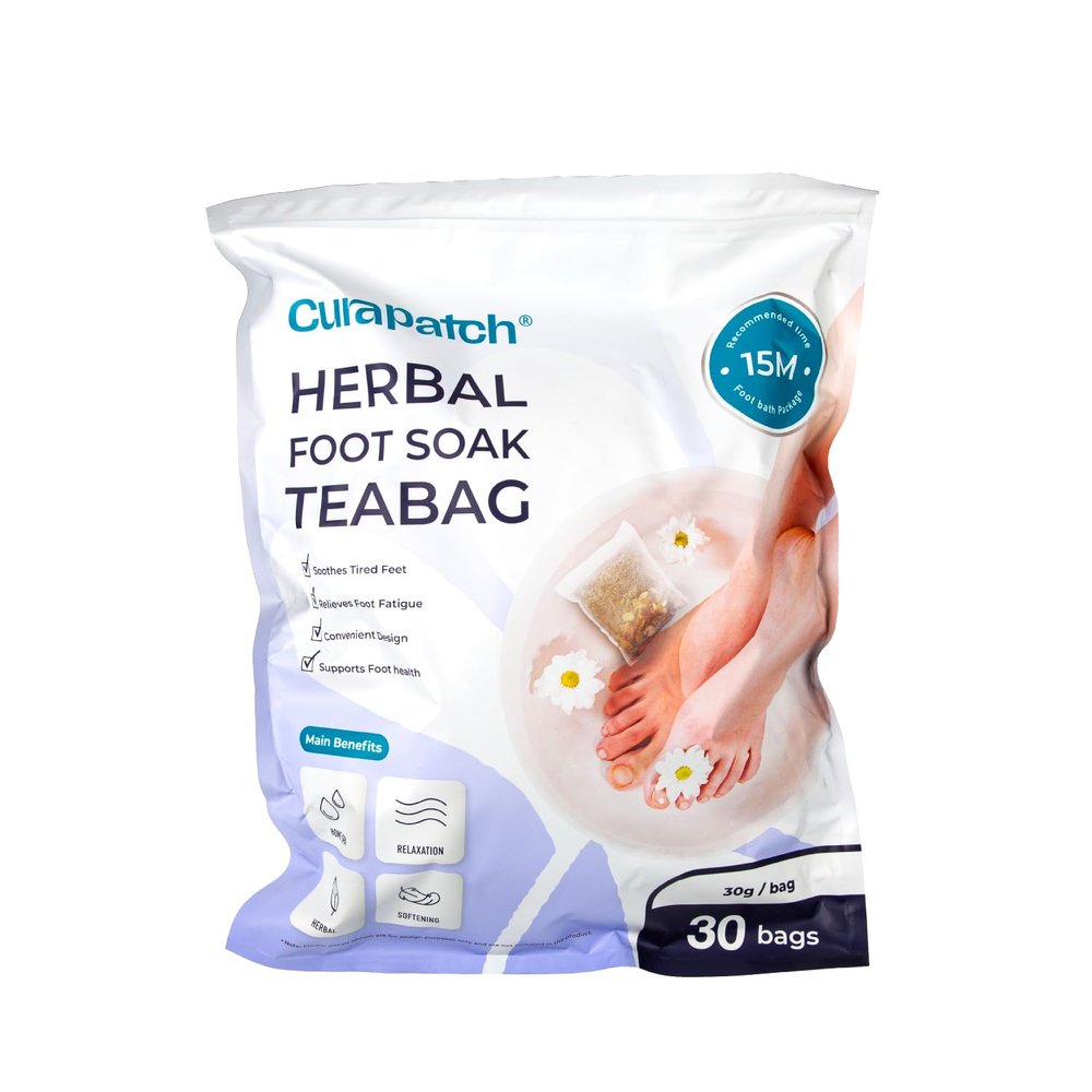 CuraPatch Herbal Foot Soak Teabag 30 Bags (30g Each) | Natural Herbal Foot Bath for Tired Feet, Relaxation & Soothing Comfort