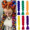 6 Pack Colored Braiding Hair 24 Inch Colorful Braiding Hair for Braids Synthetic Colored Hair Extensions for Braiding Rainbow dark color view 1