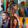 6 Pack Colored Braiding Hair 24 Inch Colorful Braiding Hair for Braids Synthetic Colored Hair Extensions for Braiding Rainbow dark color view 2