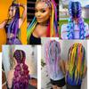 6 Pack Colored Braiding Hair 24 Inch Colorful Braiding Hair for Braids Synthetic Colored Hair Extensions for Braiding Rainbow dark color view 3