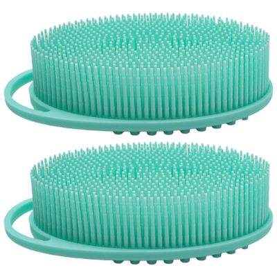 2Pcs Silicone Body Scrubbers Soft Silicone Loofah with Handle Gentle Exfoliating Body Scrubber for Sensitive Skin Women Men Kid Scrubber