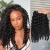 DSEKCAIN Burmese Curly Hair Bundles Human Hair Only One Single 16 Inch Bundle 100% Real Human Hair Unprocessed Raw Material Water Wave Bundles Natural Black Color For Quicky Weave view 2
