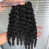 DSEKCAIN Burmese Curly Hair Bundles Human Hair Only One Single 16 Inch Bundle 100% Real Human Hair Unprocessed Raw Material Water Wave Bundles Natural Black Color For Quicky Weave view 3