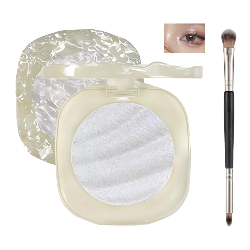 FNOLECY Highlighter Makeup, Face Highlighter Palette Powder with Dual-Ended Brush, Natural Radiant Finish Long Lasting