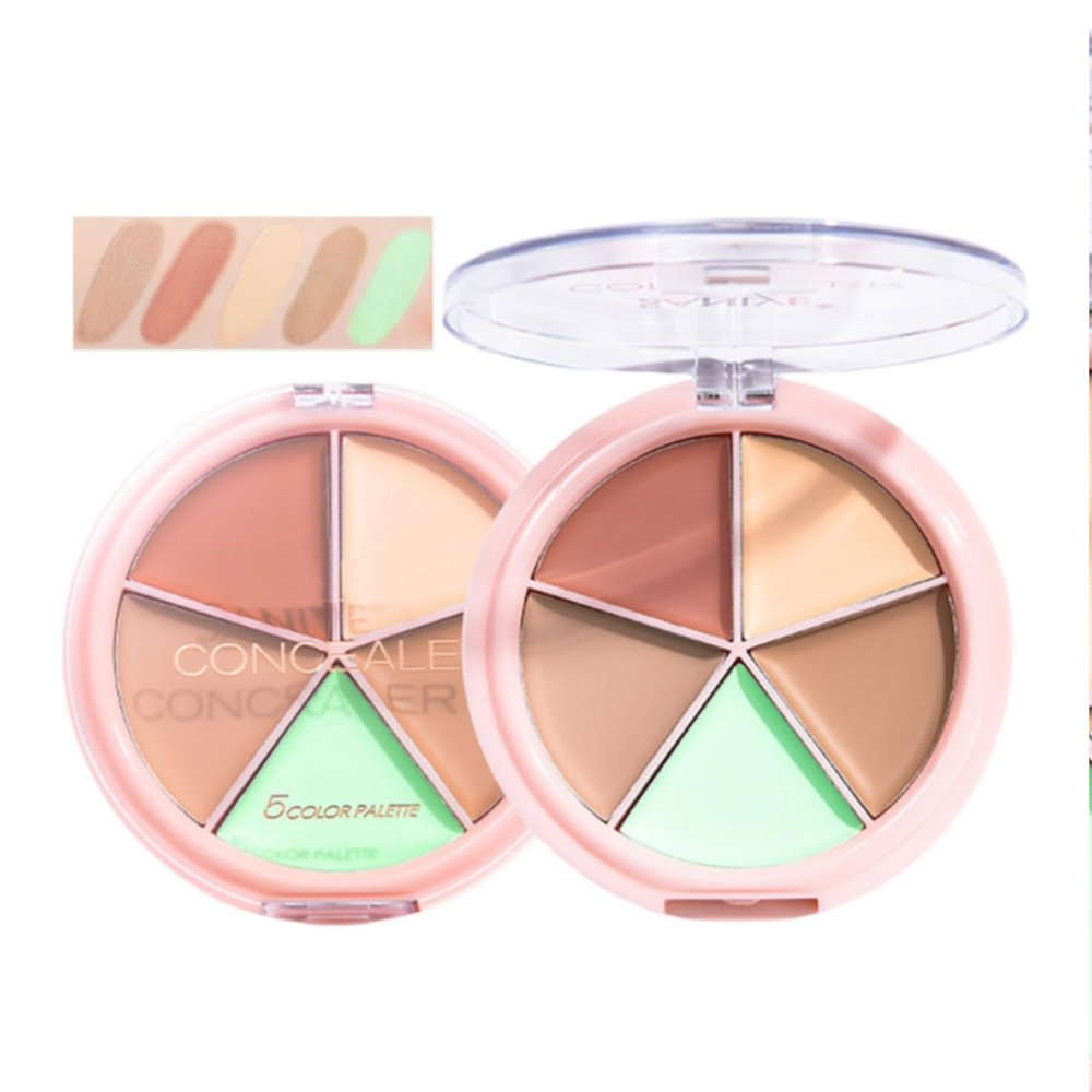 5 Colors Cream Contour Palette - Multi-Use Pot Concealer, High-Pigmented, Full Coverage & Crease-Proof, Lightweight, Face Tone Corrector, Buildable Suitable for Neutral and Warm Tones