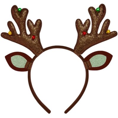 JazSwirl Reindeer Antlers Headband for Adults, 4.35.1 in Brown Plush Deer Antler Headband with Fuzzy Reindeer Ears, Antlers Hair Accessory for Christmas Party, Holiday Photo Props