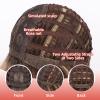 Allbell Highlight Dark Brown Wigs for Women Long Straight layered Wig With Bangs 22 inch Natural Looking Wig Synthetic Heat Resistant Fiber for Daily Party Use view 4