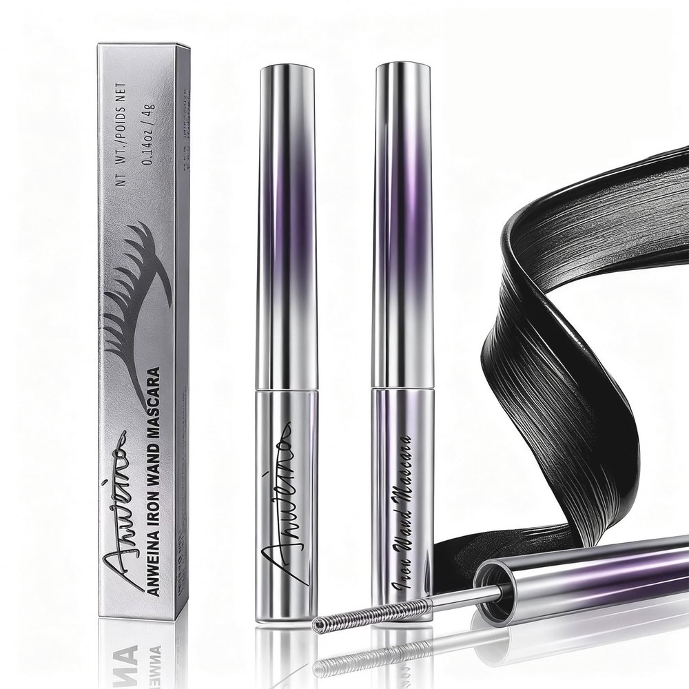 2Pcs Iron Wand Mascara, Metal Mascara Wand, Black Washable Metal wand mascara, 3d Curling Eyelash, Added Fiber