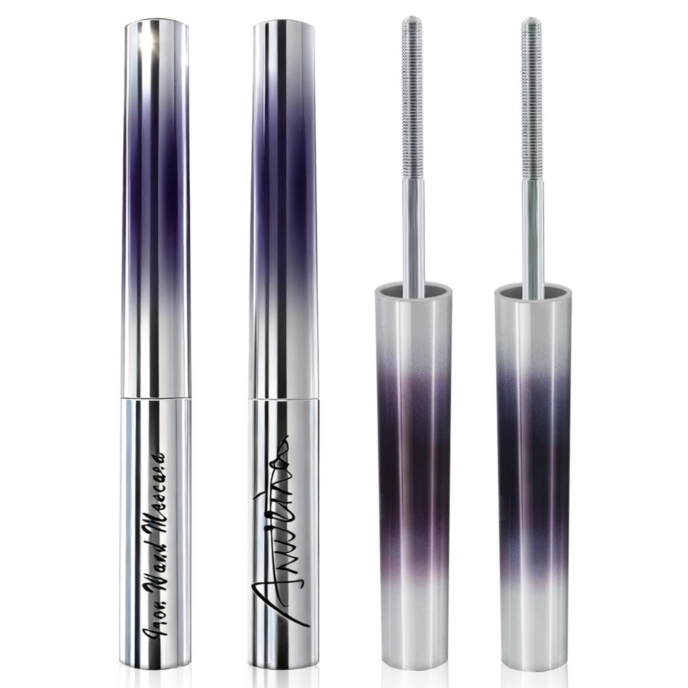 2 PCS Iron Wand Mascara, Metal Wand Mascara, 3D Curling Metal MascaraWand, Clump-Free, Waterproof & Smudge-Proof Formula For Naturally Long, Thick Lashes