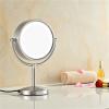 EMMUZMJVJ Makeup Mirror with Light and Magnification, 8 Inch Brass Double Sided Countertop Vanity Mirrors, 360 Rotation LED Lighted Cosmetic,Black,7X(Nickel,5X) view 2