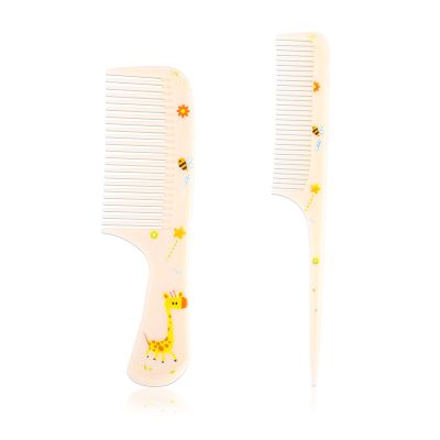 2pcs Baby Hair Comb Set, Yellow Giraffe Mini Fine Tooth & Rat Tail Comb