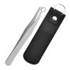 Alipis Stainless Steel Nose Hair Clip with Round Head Design Multipurpose Male Nasal Hair Grooming Tool for Eyebrows Face Body Lightweight Portable Trimmer with Black Leather Case for view 1