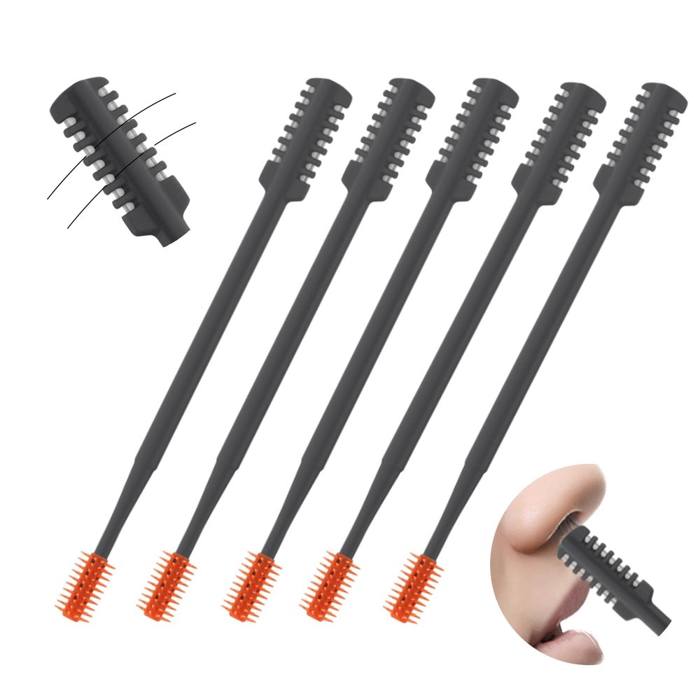 Arskivrov 5Pcs 2-in-1 Nasal Hair Cutter, 2026 Upgrade Design Double Sided Nose Hair Cutter, Portable 360 Rotating Nose Hair Trimmer for Men and Women, Gray