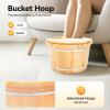 9.84In Tall Foot Basin Wooden Bucket, Feet Solid Wood Foot Tub with Lid and Massage Roller, Foot Tub Foot Bath Massage Plus Cover for Baths Relaxing Parents/Seniors/Self view 3