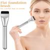 1 Pack Flat Foundation Brush for Liquid Makeup, Thin Mask Brush for Facials, 14CM Angled Design, Buildable Coverage, for Liquid Cream Makeup, Blending, Concealer, Fast Flawless Application (Silver) view 4