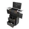 YUASDUU Salon Cart with 2 Drawers, Rolling Lockable Makeup Train Case Stylist Beauty Salon Cosmetic Luggage Travel Organizer Tool Box with Hair Dryer Holder Hairdressing Trolley for Nail Tech SPA view 1