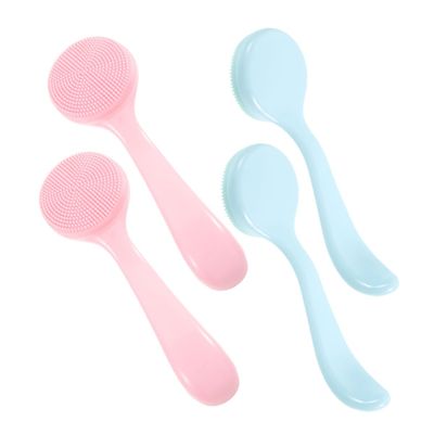 DEARMAMY 4pcs Silicone Face Wash Brush for Deep Pore Cleansing and Blackhead Removal Gentle Facial Scrubber for Travel Soft Exfoliator for Daily Skincare Routine