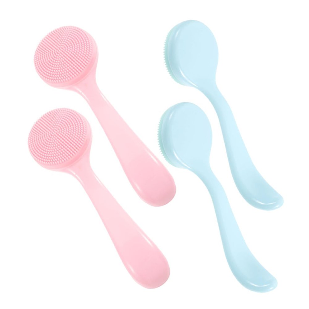 DEARMAMY 4pcs Silicone Face Wash Brush for Deep Pore Cleansing and Blackhead Removal Gentle Facial Scrubber for Travel Soft Exfoliator for Daily Skincare Routine