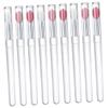 Beaupretty 9 Pcs Silicone Lip Brushes with Caps Small Portable Lip Applicators for Lipstick Transparent Handles with Watermelon Red and Pink Heads Hygienic Storage Easy Cleaning view 1